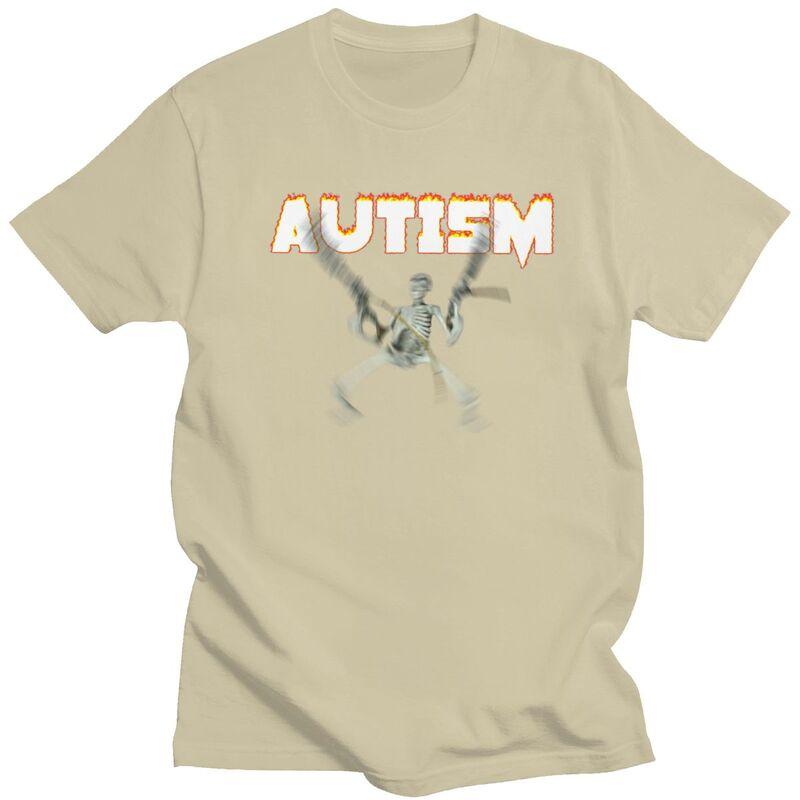 Custom Cool Autism Skeleton Meme T Shirt Men Short Sleeves Pure Cotton Tshirt Casual Tee Tops Fashion Tshirt