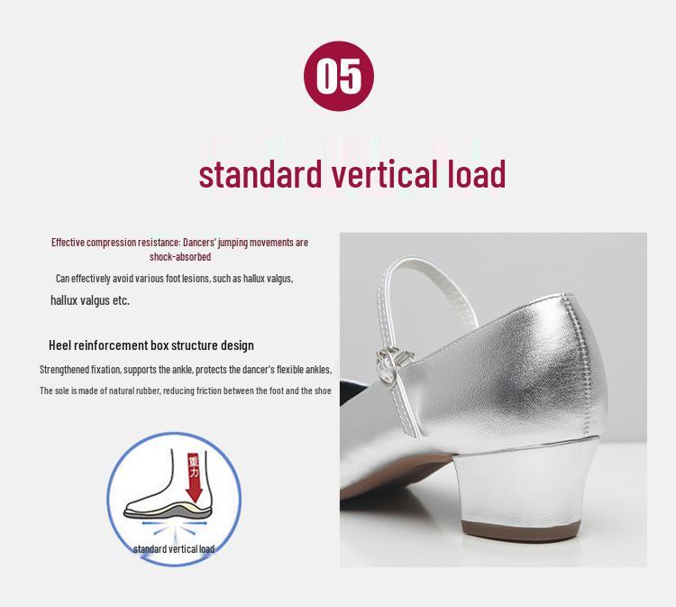 Damen Silber Weiches Leder Mittelhoher Absatz Gesellschaftstanzschuhe