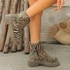 Fashion 2024 Autumn Fashion Lace Up Chunky Shoes Casual Winter Snow Women's Boots Leopard Women Ankle Boot Designer Suede Platform Shoes