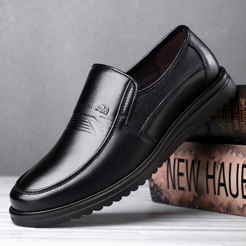 First layer cowhide layer cowhide business men's leather shoes autumn new casual men's shoes soft sole comfortable middle-aged and elderly dad
