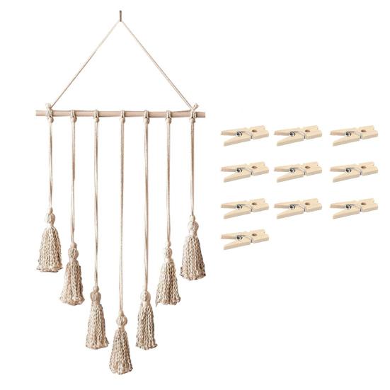 1 Set Hanging Pictures Style Organizer Tassels Hand-woven Solid Color Nordic Bohemian Wall Tapestry