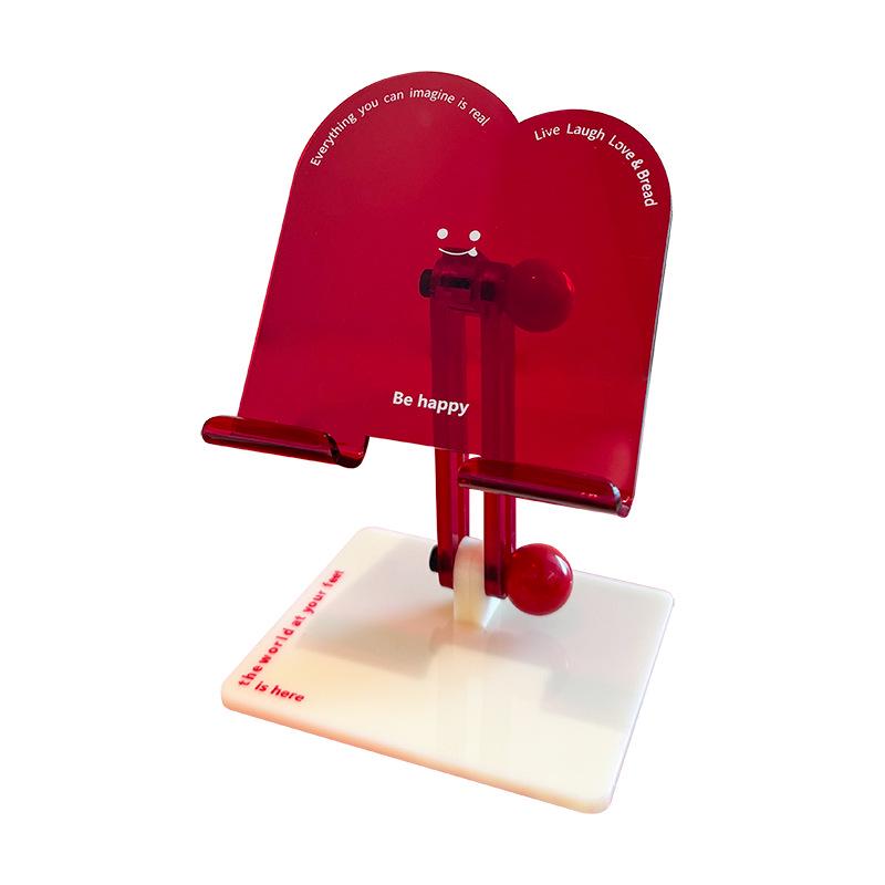 Acrylic Smiley Face Phone & Tablet Holder: Adjustable Stand for Streaming & Viewing. Transparent