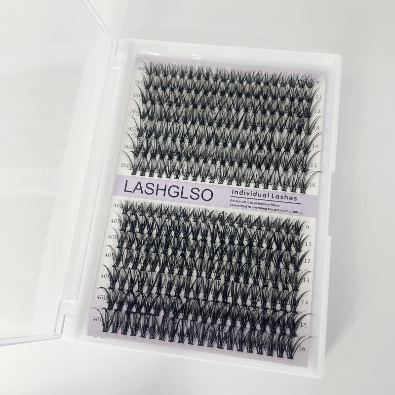 Clustered 240pcs 40D DIY False Eyelashes - Natural Curled Doll Lashes Mixed Pack