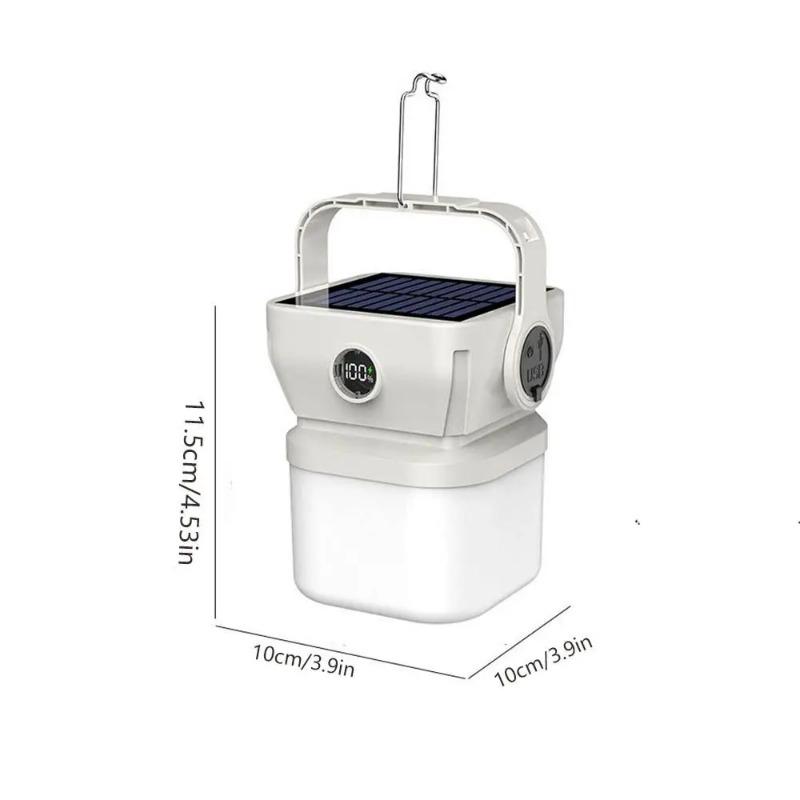 Solar Camping Lamp Portable Outdoor Tent Light Night Emergency Lights Type-C Rechargeable Lantern with Hook Tent Lamp Campinglight