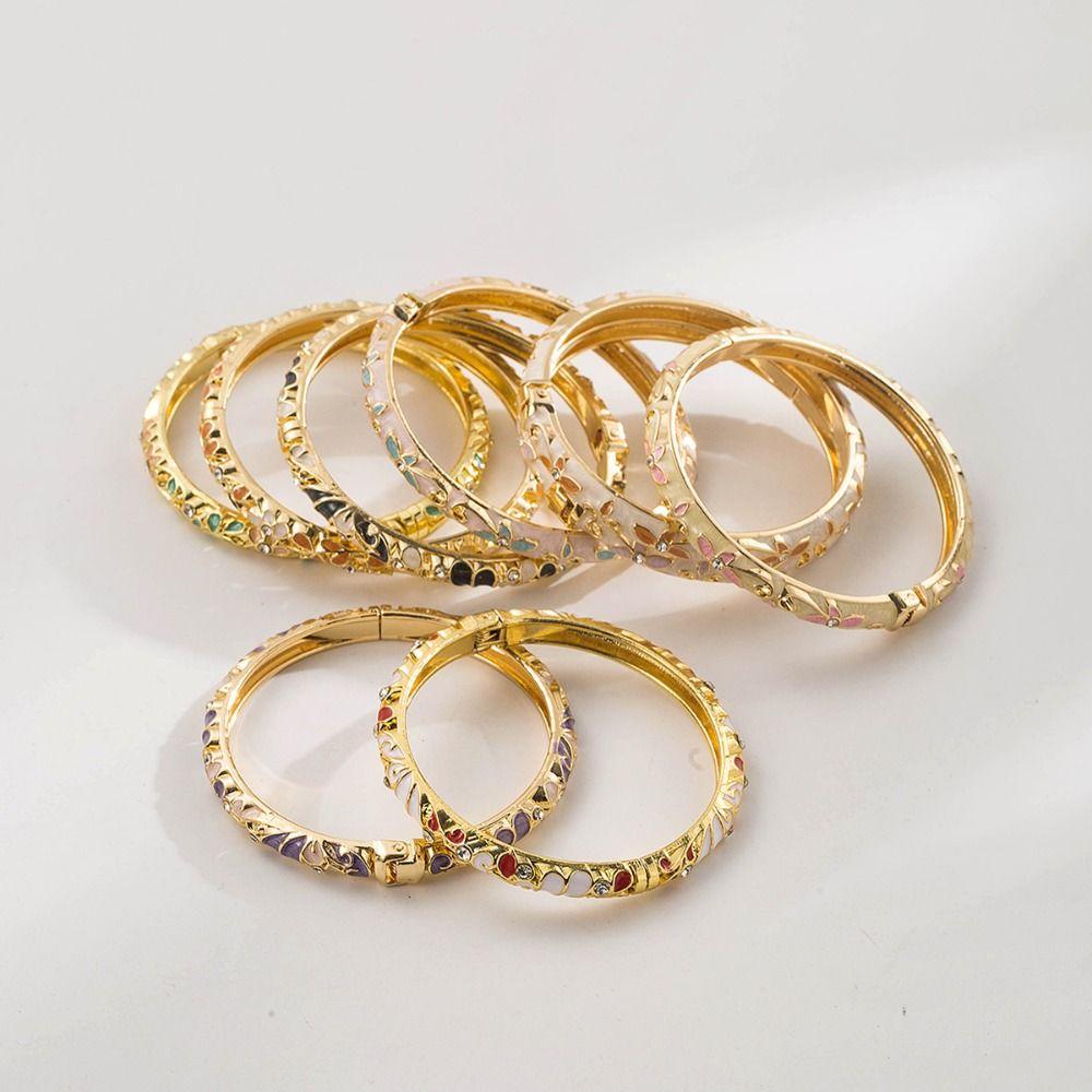 Ethnic Drip Oil Enamel Bracelet Open Women's Hand Bracelet Vintage Cloisonne Bangle Jewelry Gifts