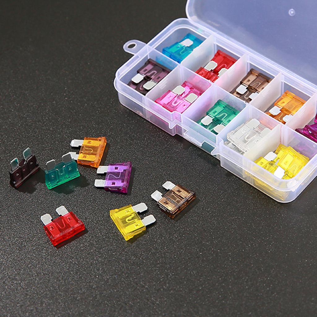 50Pcs Auto Car Truck Fuse Assortment 3/5/7.5/10/15/20/25/30/35/40A Standard Car Fuse Replacment Automotive Fuse