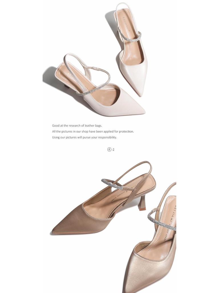 BEIJIANI A3289-46 Strasskette Einriemen Peep-Toe Stilettoabsätze