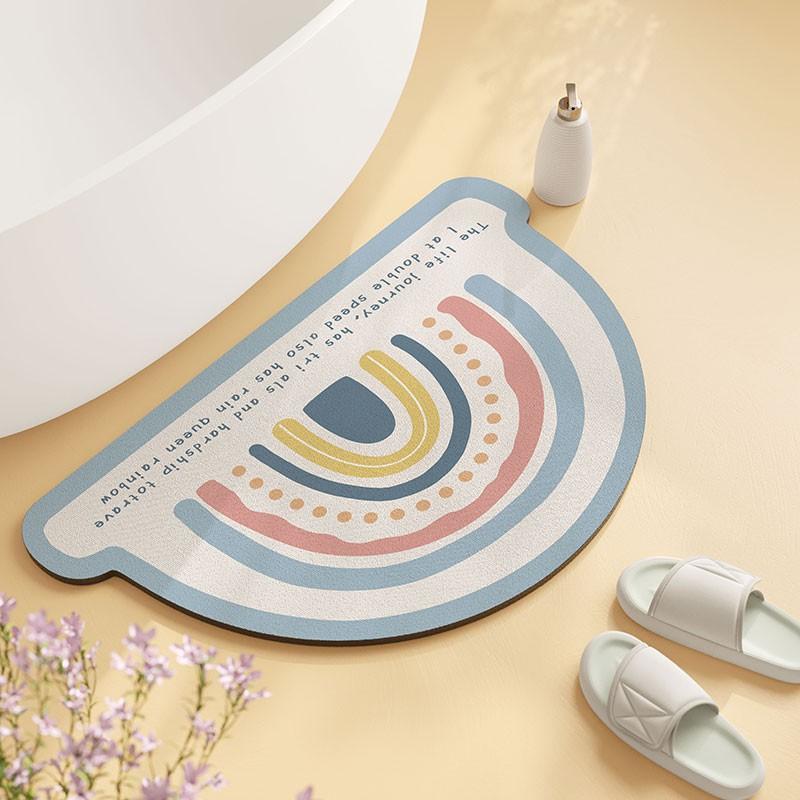 Rainbow Bathroom Floor Mat Bathroom Anti-slip Mat Bathroom Door Water Absorption Soft Diatom Mud Shower Floor Mat