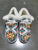 European American Christmas Printed Cotton Shoes 2024 Winter Lace Up and Plush Flat Bottomed Oversized Warm Low Top Casual Shoes