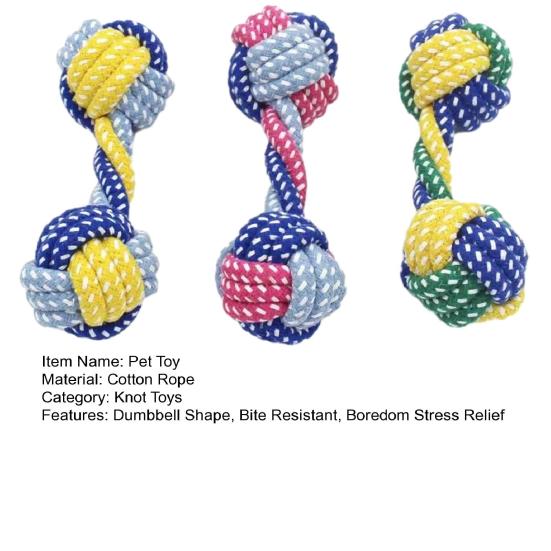 Rope Dumbbell Dog Toy Bite Resistant Knotted Rope Puppies Chew Toy Boredom