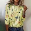 Casual Long Sleeve Women's Floral Print Sweatshirt Spring Fall Clothing Crew Neck