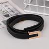 Women Thin Belt Black Gold Silver Metal Buckle Belt Pu Casual Leather Waist Belt Trouser Dress Decoration Waistband