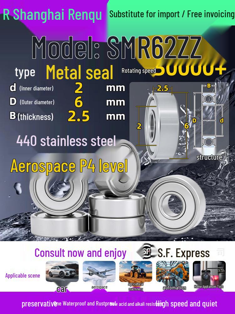 High-Speed Mini Micro Bearings Set: 440 Stainless Steel, 4 Models, 3 Bearings Each, Inner Diameter: 1, 2, 5, 6, 7, 8, 9, 10, 12mm