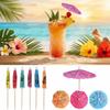 100PCS Paper Umbrella Tops Cocktail Picks Wooden Sticks Decorative Skewers  Dessert Topping