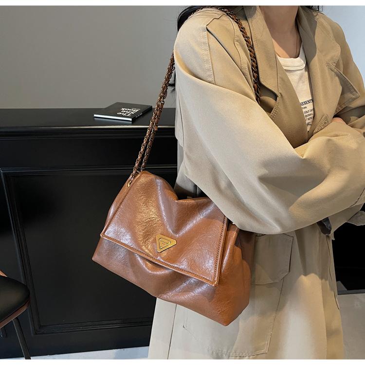 2025 Vintage PU Leather Women Crossbody Shoulder Bag - Spacious Underarm Purse with Chain, Office To Evening Clutch Purse Bag