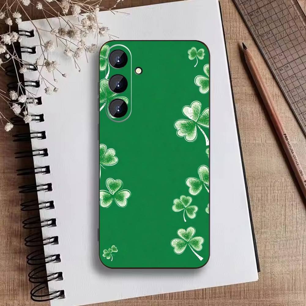 Lucky-Four-leaf Clover Phone Case For Samsung Galaxy A73,A21s,A22,A31,A52,A53,A71,A41Soft Black Shell