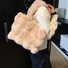 Women Faux Fur Solid Color Casual Shopper Tote Bag Winter Imitation Rabbit Hair Handbag Large Capacity Soft Shoulder Bag