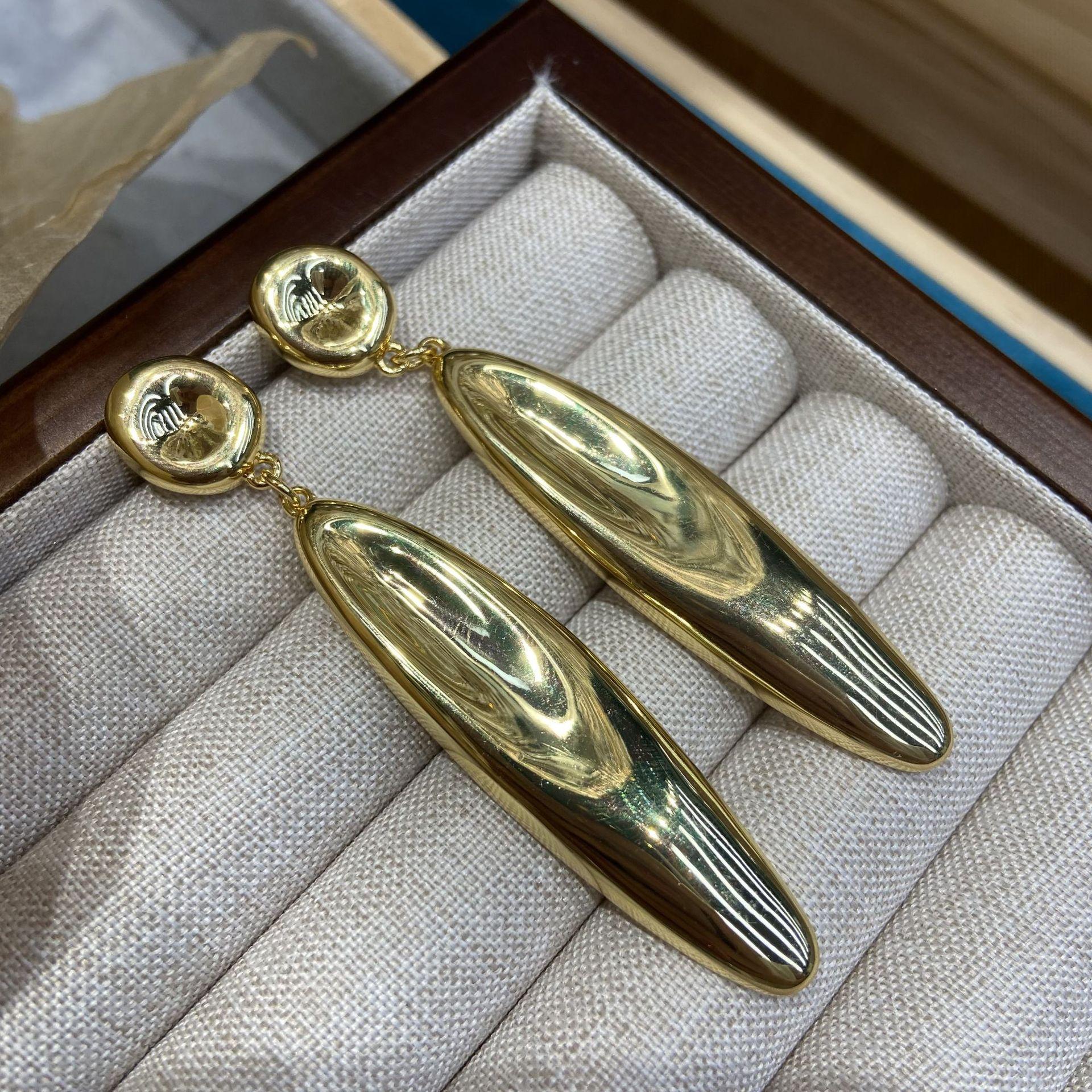 

Серьги-челноки из металла Cold Wind, женские, серебряные, 925 пробы, серьги-игл, индивидуальность, преувеличенные, медное покрытие, настоящее золото, украшения для ушей