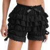 Womens Ruffled Bloomers Tiered Maid Cosplay Shorts Bowknot Culottes Halloween Panties
