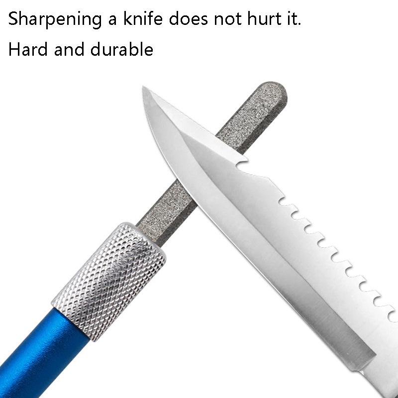Knife Sharpener For Fishhook Knife Pen Shape Diamond Plated Carbon Steel Grindstone Outdoor Tool Knife Sharpener Multi Purpose