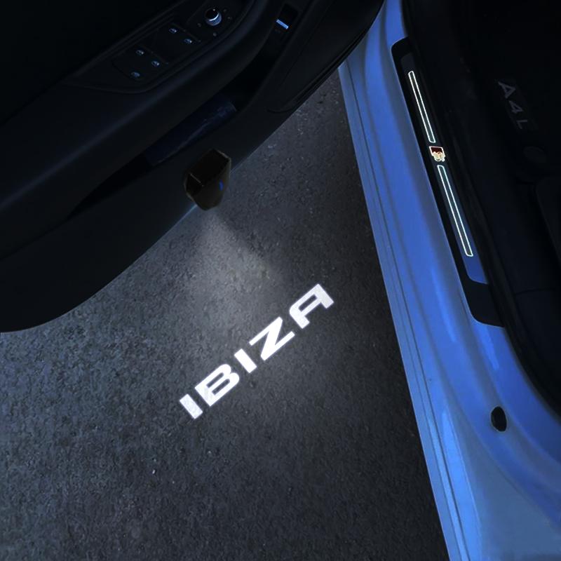 2 Stück Für 2 Türen Für Ateca Ibiza Leon Mii Logo USB-wiederaufladbar Auto-Tür-LED-Lampen Projektor HD-Willkommenslicht
