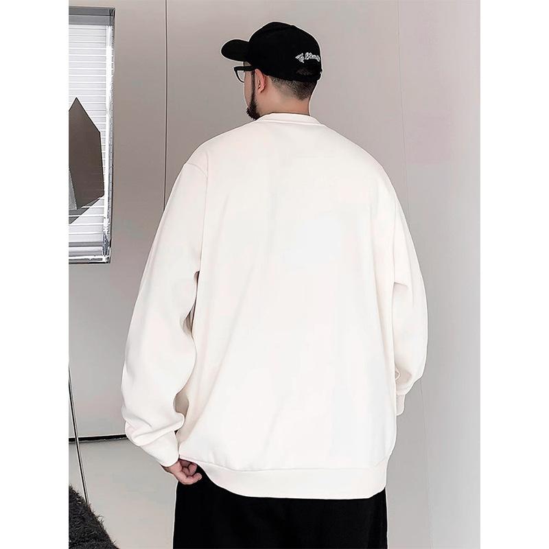 Alfabetmönster mjuk högkvalitativt tyg skrynkfritt herr street sport avslappnad andningsbar lös modetrend bekväma långärmade toppar