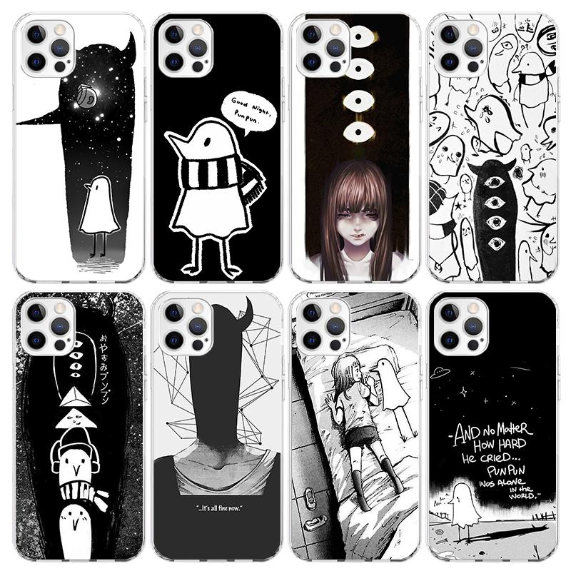 Oyasumi Punpun Phone Case For iPhone 17 Air 11 13 Mini 14 15 Plus 16 12 Pro Max 16E SE 7 8 Pattern Soft TPU Back Cover 17 Air 1