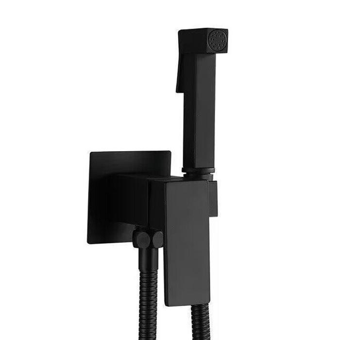 Matte Black Solid Brass (Copper Core) Handheld Bidet Sprayer - Wall-Mounted Health Faucet with Hose & Holder