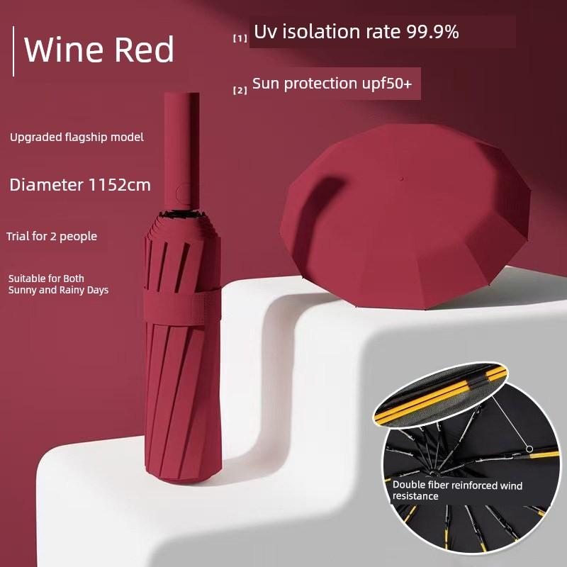24-Rib Double-Rib Umbrella, Enlarged and Reinforced, Thickened, Fully Automatic, Dual-Use for Sun and Rain, Sunshade Umbrella for Men and Women