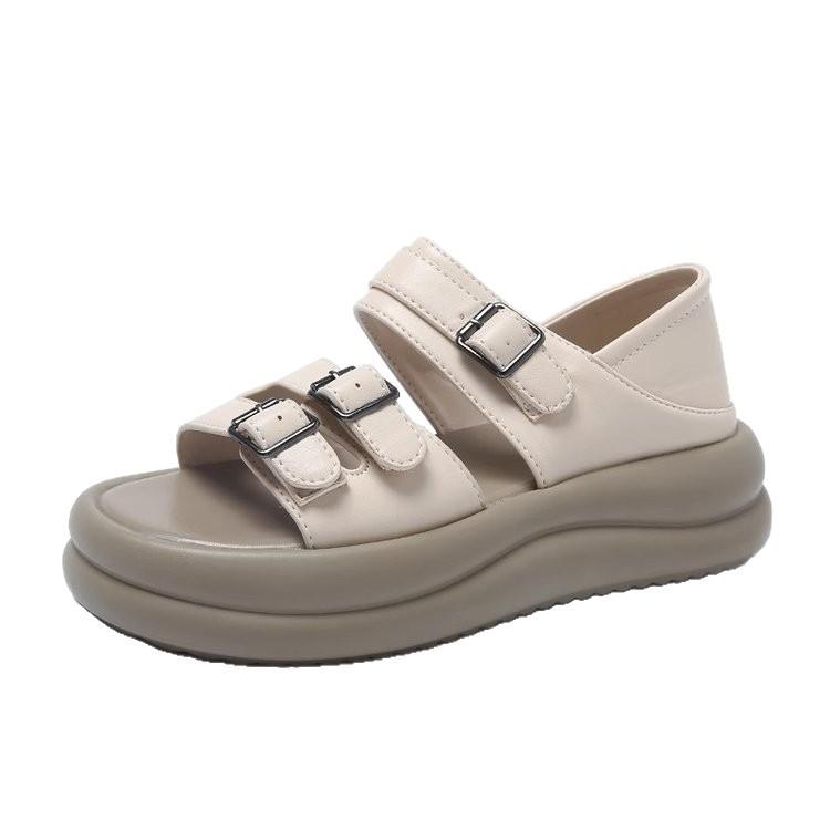 2025 summer new bag heel sandals women's shoes summer Internet celebrity muffin platform soft sole Roman sandals women beach shoes women