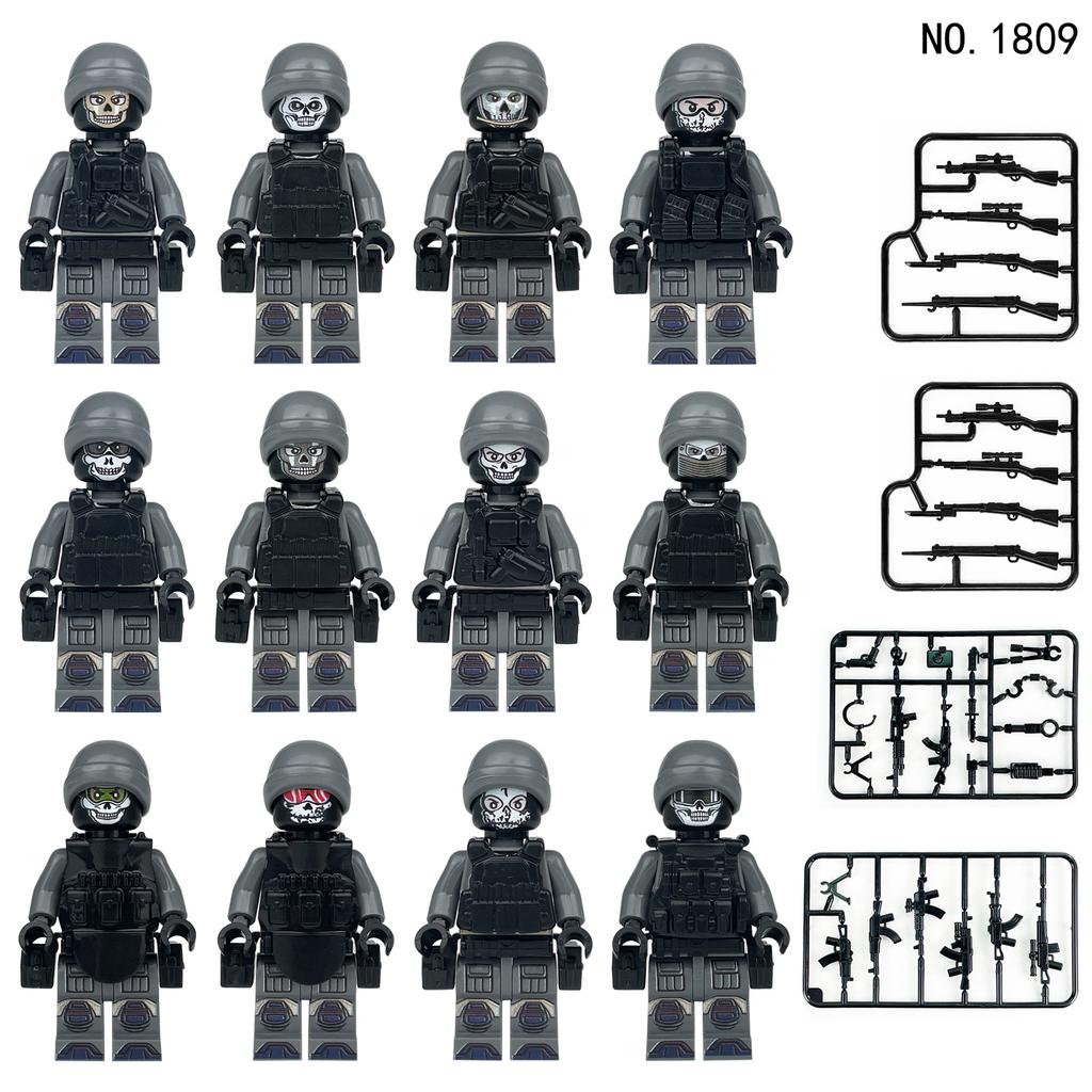 Military Ghost Squad Building Blocks – Special Forces Soldier Mini Figures, DIY Tactical Army Toys with Equipment