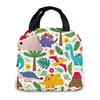 Cartoon Dinosaur Canvas Portable Cooler Lunch Bag Fashion Thermal Insulated Food Bags Food Picnic Lunch Box Bag for Adult Kids
