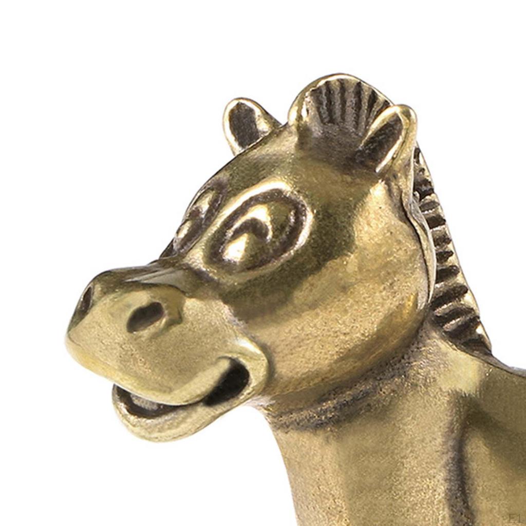Brass Pony Statue Mini Sculpture Collectible Gift Animal Figurine Cute Tea Pet for Living Room