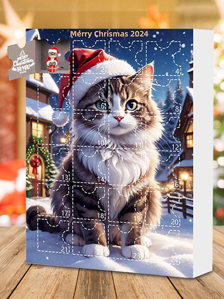 Advent Calendar 2025 Christmas Tree Cat Pendant Cute Christmas Advent Calendar 2D Acrylic Cat Hanging Pendant for Cat Lovers
