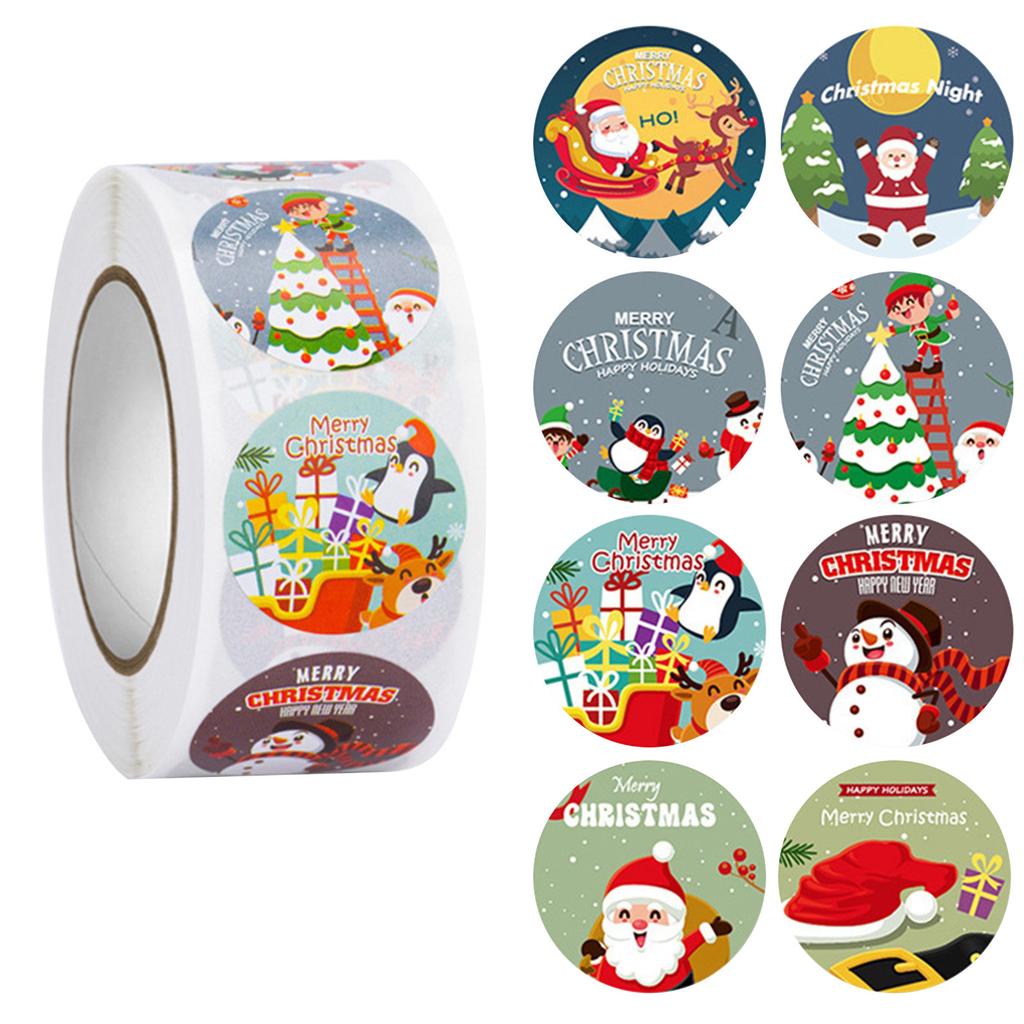 Christmas Stickers 1 Roll 500 Posts Happy Faces Xmas Kids Stickers Decals For Toys Gifts Crafts Decorations