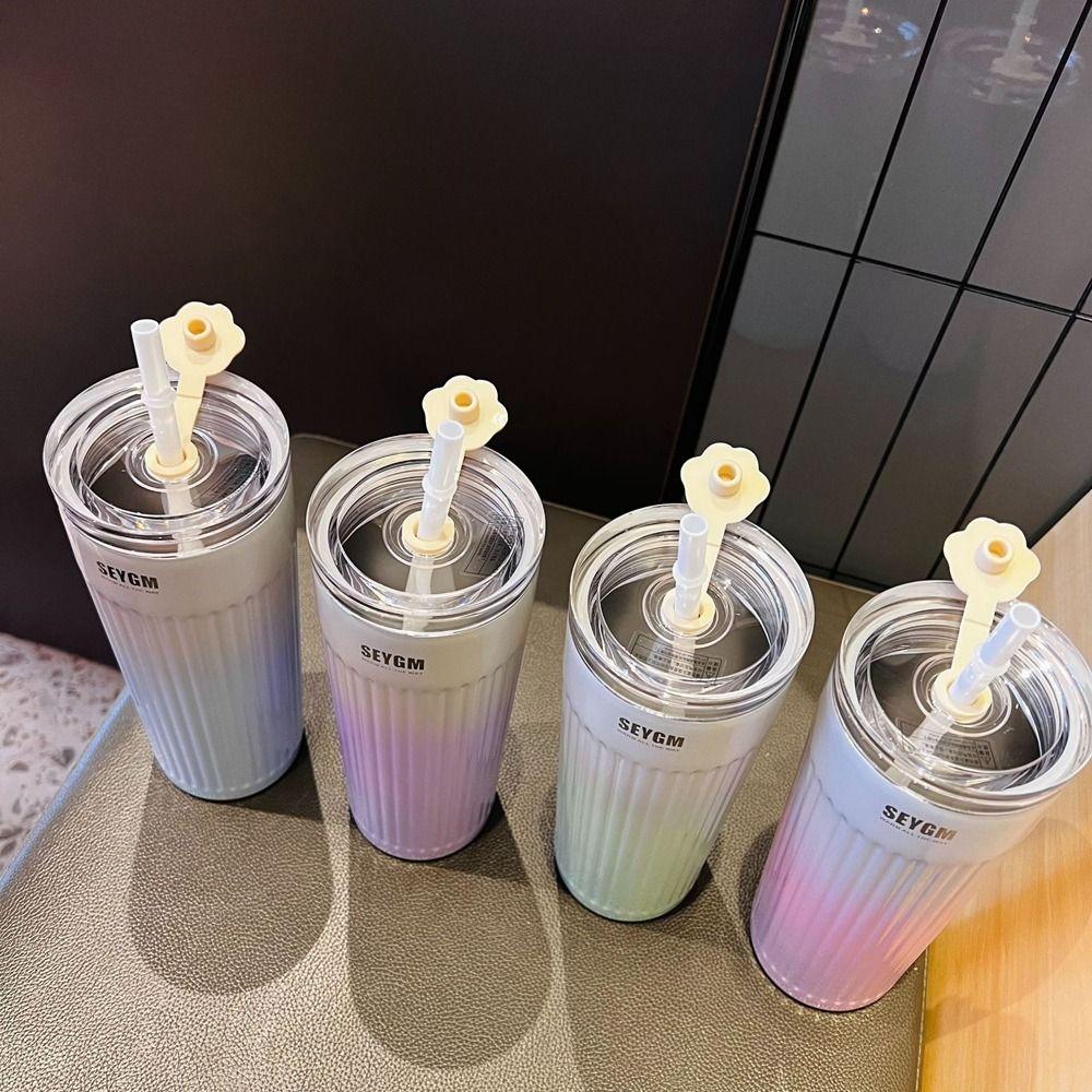 Large Capacity Gradual Change Color Coffee Cup 500ML Insulated Water Bottle  Sports