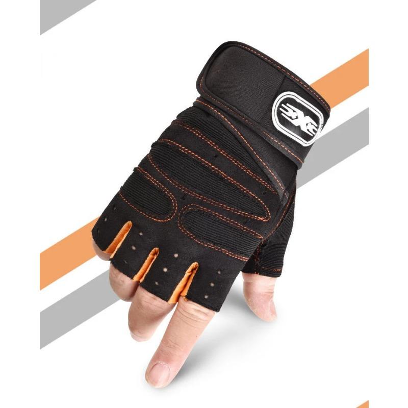 Men Gym Gloves Weightlifting Bodybuilding Training Fitness Fingerless Gloves Half Finger Bicycle Gloves Non-Slip Wrist Support