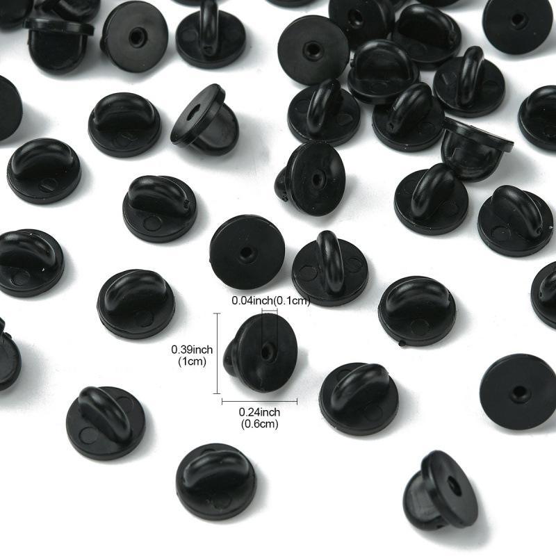100 Piezas Traseras de Goma Negra para Pines de Solapa, Pasadores para Gemelos, Cierres para Insignias, Suministros y Accesorios para Hacer Joyería