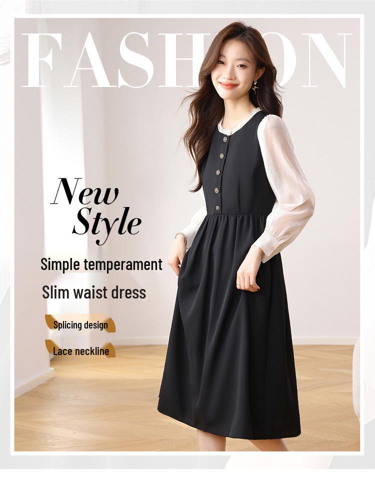 Elegant Velvet Two-Piece French Style Dress for Petite Women - New Autumn Collection