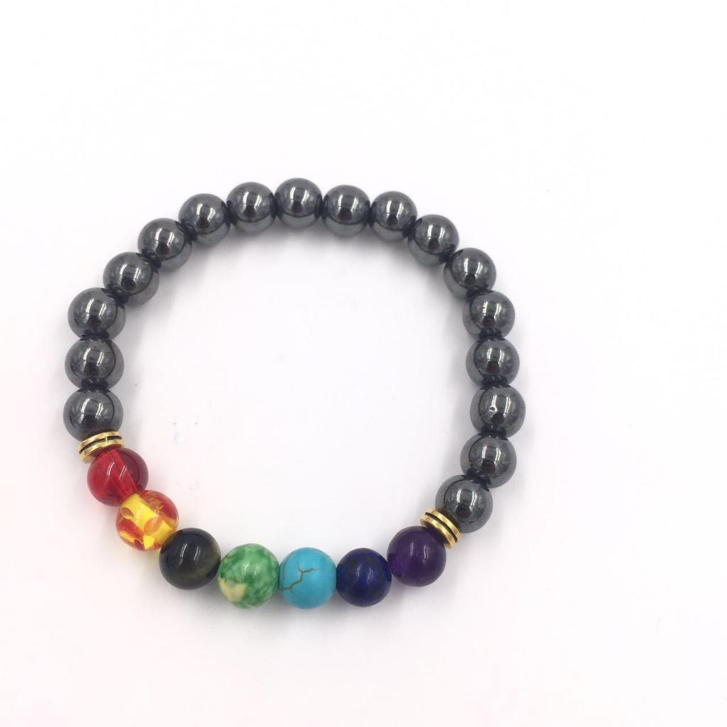 Unisex Rainbow Volcanic Stone Bracelets - European & American Couple Sets
