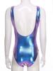 Women Sleeveless Shiny Metallic Bodysuit S-3XL - Dance Yoga Gymnastic Leotard Stage Performance Jumpsuit Rave Costume