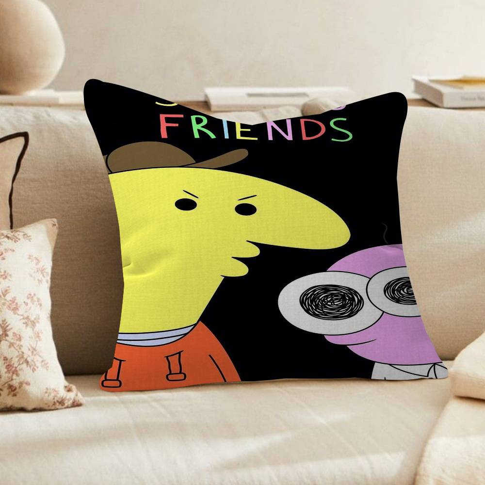 anime Smiling Friends Maple Design Cushion Cover Happy Autumn Harvest decor Holiday Decorati Pillow Cover