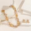 3 Pcs Rhinestone Imitation Pearl Earrings Necklace Set Two-Piece Vintage Choker Accessory Light Luxury Jewelry Sets Wedding