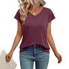 Spring and summer new European and American women's clothing solid color V-neck short-sleeved T-shirt loose casual top