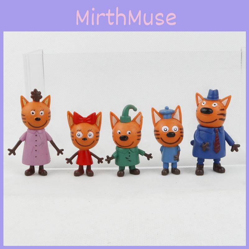 Versatile Russian Anime Three Kittens Happy Cats Action Figure Mini Toy Doll Set