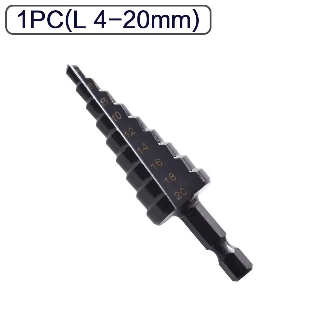 1/4" Hex Shank Step Drill Bit 4-12mm/4-20mm/4-32mm Cone Titanium Coated Metal Hole Cutter HSS High Speed Steel Quick Change
