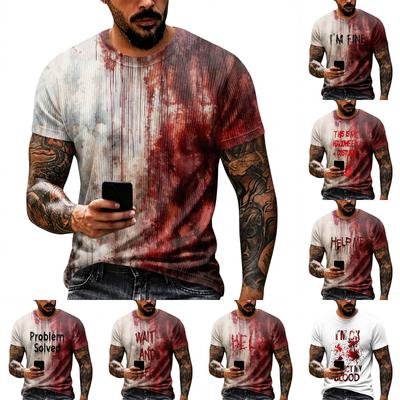T-shirt manches courtes pour homme avec imprimé Halloween, Col rond, T-shirt d'été décontracté