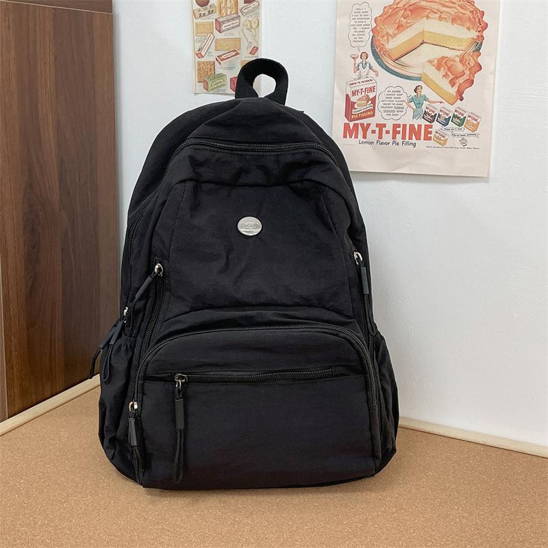 Solid Color Lightweight Backpack Women's Waterproof Travel Backpack Junior High School Student Schoolbag