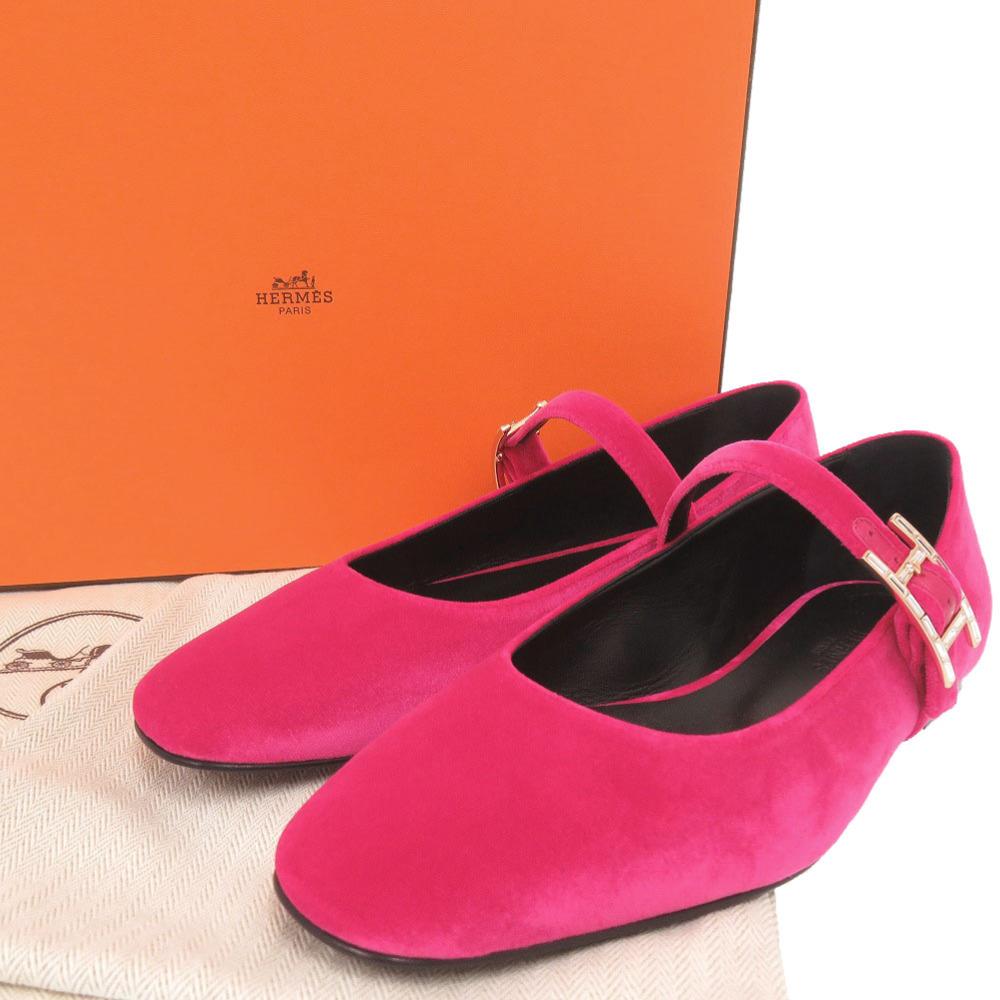 Used AUTHENTIC HERMES Ballet shoes Jane Fuchsia Velor