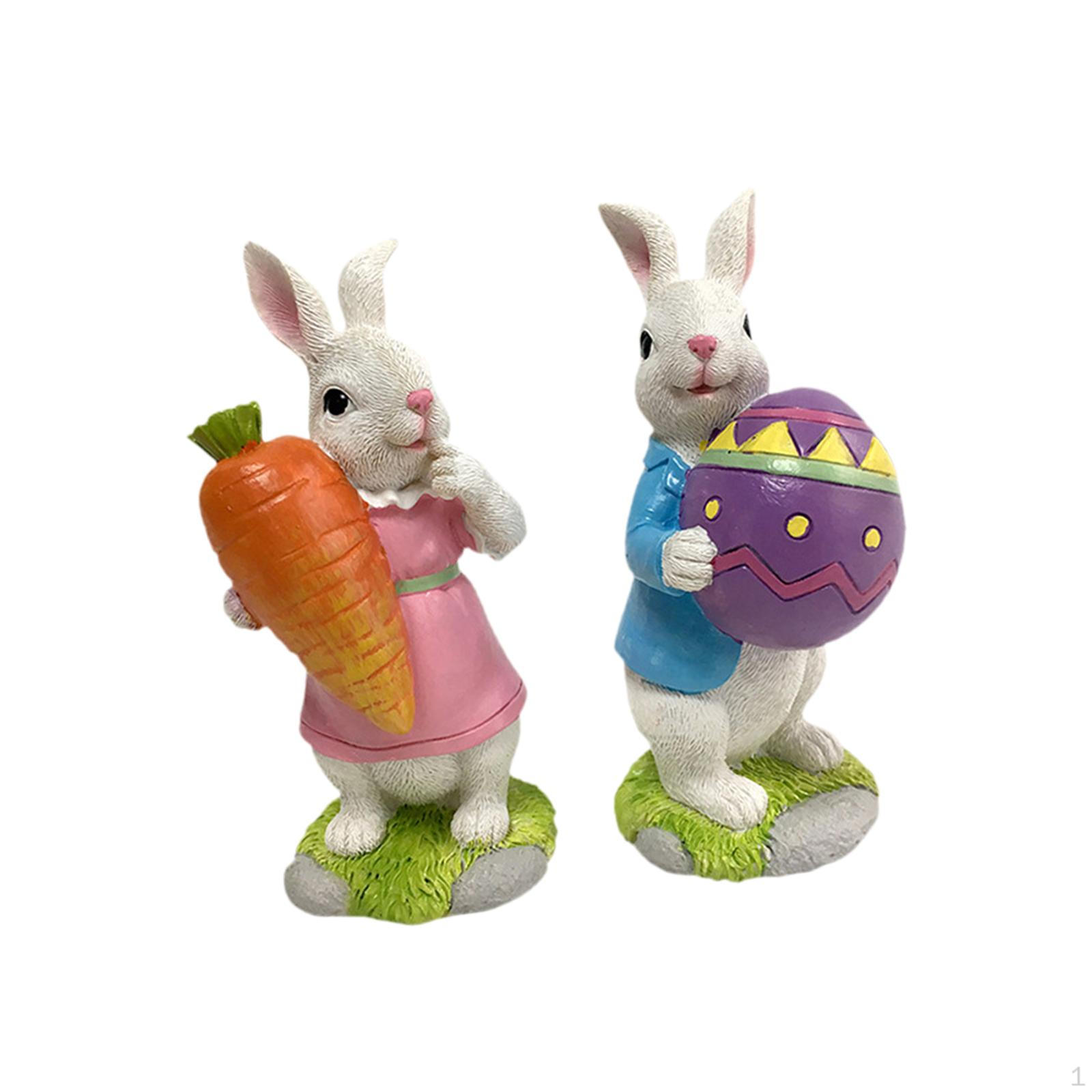 

2 Pieces Easter Bunny Figurine Animal Sculpture for Festival Cabinet Office